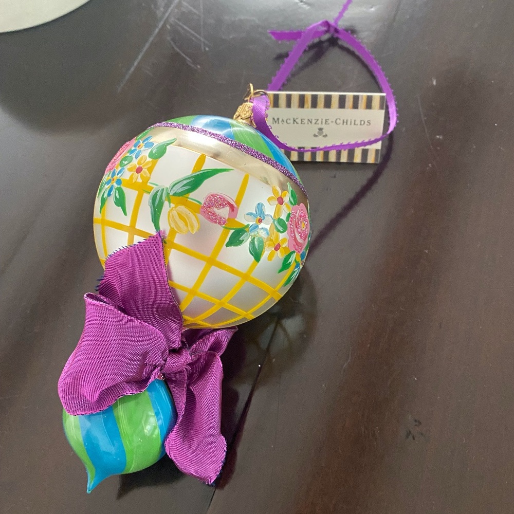 MacKenzie-Childs Heirloom Hand-painted Glass Ornament.  RARE FIND!